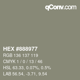 Farbcode: HEX #888977 | qconv.com