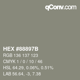 Color code: HEX #88897B | qconv.com