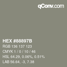カラーコード: HEX #88897B | qconv.com