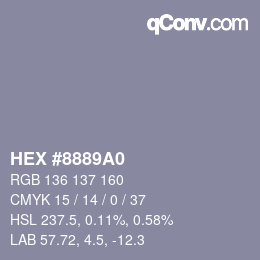 Color code: HEX #8889A0 | qconv.com