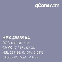 Color code: HEX #8889A4 | qconv.com