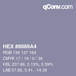 カラーコード: HEX #8889A4 | qconv.com