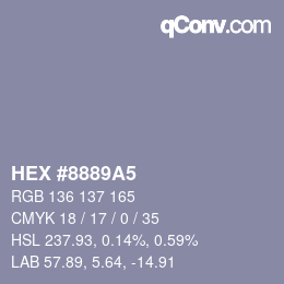 Color code: HEX #8889A5 | qconv.com