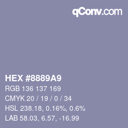 Color code: HEX #8889A9 | qconv.com