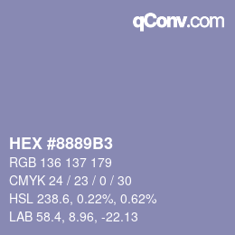 Color code: HEX #8889B3 | qconv.com