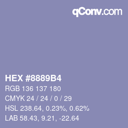 Color code: HEX #8889B4 | qconv.com