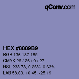 カラーコード: HEX #8889B9 | qconv.com