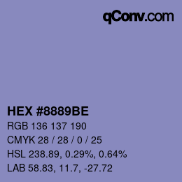 Color code: HEX #8889BE | qconv.com