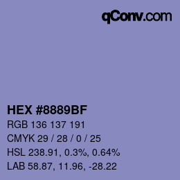 カラーコード: HEX #8889BF | qconv.com