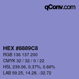 Farbcode: HEX #8889C8 | qconv.com