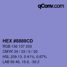 Color code: HEX #8889CD | qconv.com