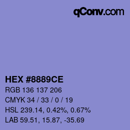 Color code: HEX #8889CE | qconv.com