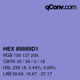 カラーコード: HEX #8889D1 | qconv.com