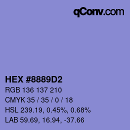 Color code: HEX #8889D2 | qconv.com