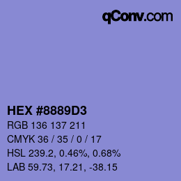 颜色代码: HEX #8889D3 | qconv.com