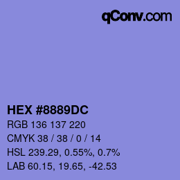 Farbcode: HEX #8889DC | qconv.com