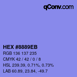 Color code: HEX #8889EB | qconv.com