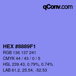 カラーコード: HEX #8889F1 | qconv.com
