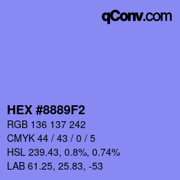 カラーコード: HEX #8889F2 | qconv.com