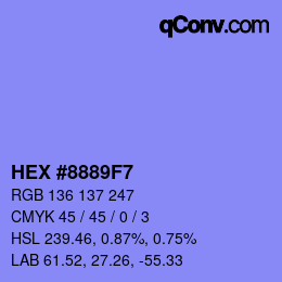Color code: HEX #8889F7 | qconv.com