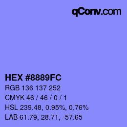カラーコード: HEX #8889FC | qconv.com