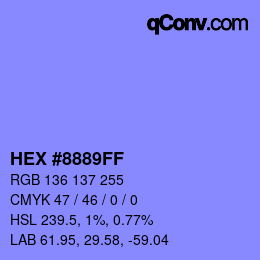 Color code: HEX #8889FF | qconv.com