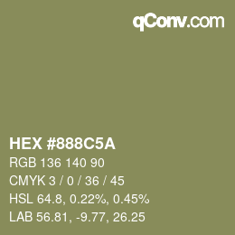 颜色代码: HEX #888C5A | qconv.com