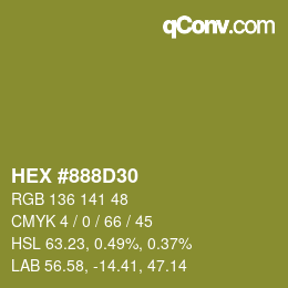 Color code: HEX #888D30 | qconv.com