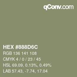 Color code: HEX #888D6C | qconv.com