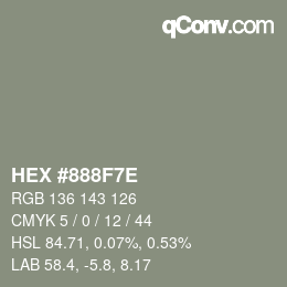 Color code: HEX #888F7E | qconv.com