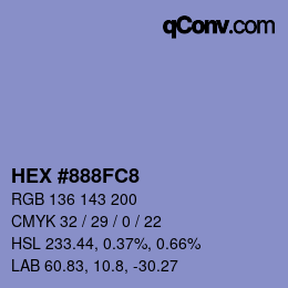 Color code: HEX #888FC8 | qconv.com