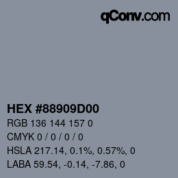 Color code: HEX #88909D00 | qconv.com