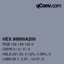 Color code: HEX #8890A200 | qconv.com