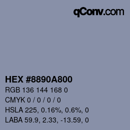 Color code: HEX #8890A800 | qconv.com