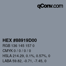Color code: HEX #88919D00 | qconv.com
