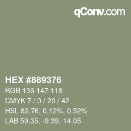 Color code: HEX #889376 | qconv.com