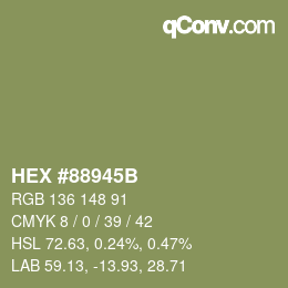 Color code: HEX #88945B | qconv.com