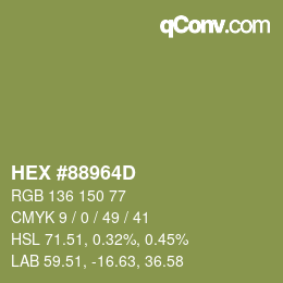 颜色代码: HEX #88964D | qconv.com