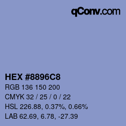 カラーコード: HEX #8896C8 | qconv.com
