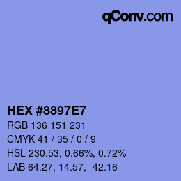 カラーコード: HEX #8897E7 | qconv.com