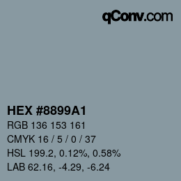 Código de color: HEX #8899A1 | qconv.com