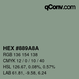 Color code: HEX #889A8A | qconv.com