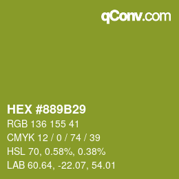 颜色代码: HEX #889B29 | qconv.com