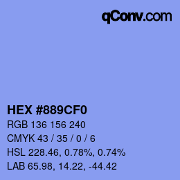 カラーコード: HEX #889CF0 | qconv.com