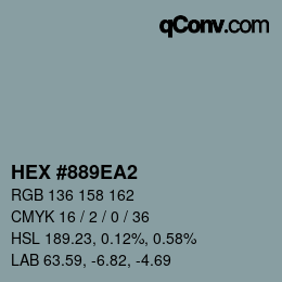 Código de color: HEX #889EA2 | qconv.com