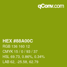 颜色代码: HEX #88A00C | qconv.com