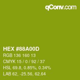 颜色代码: HEX #88A00D | qconv.com