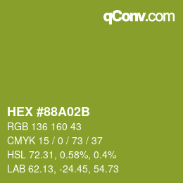 Color code: HEX #88A02B | qconv.com