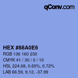 Color code: HEX #88A0E6 | qconv.com