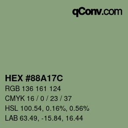 颜色代码: HEX #88A17C | qconv.com